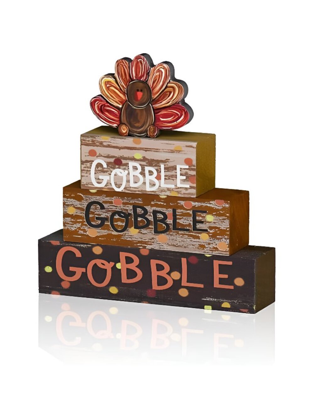 Thanksgiving Decor Indoor Wooden Block Signs, Turkey Decor Gobble